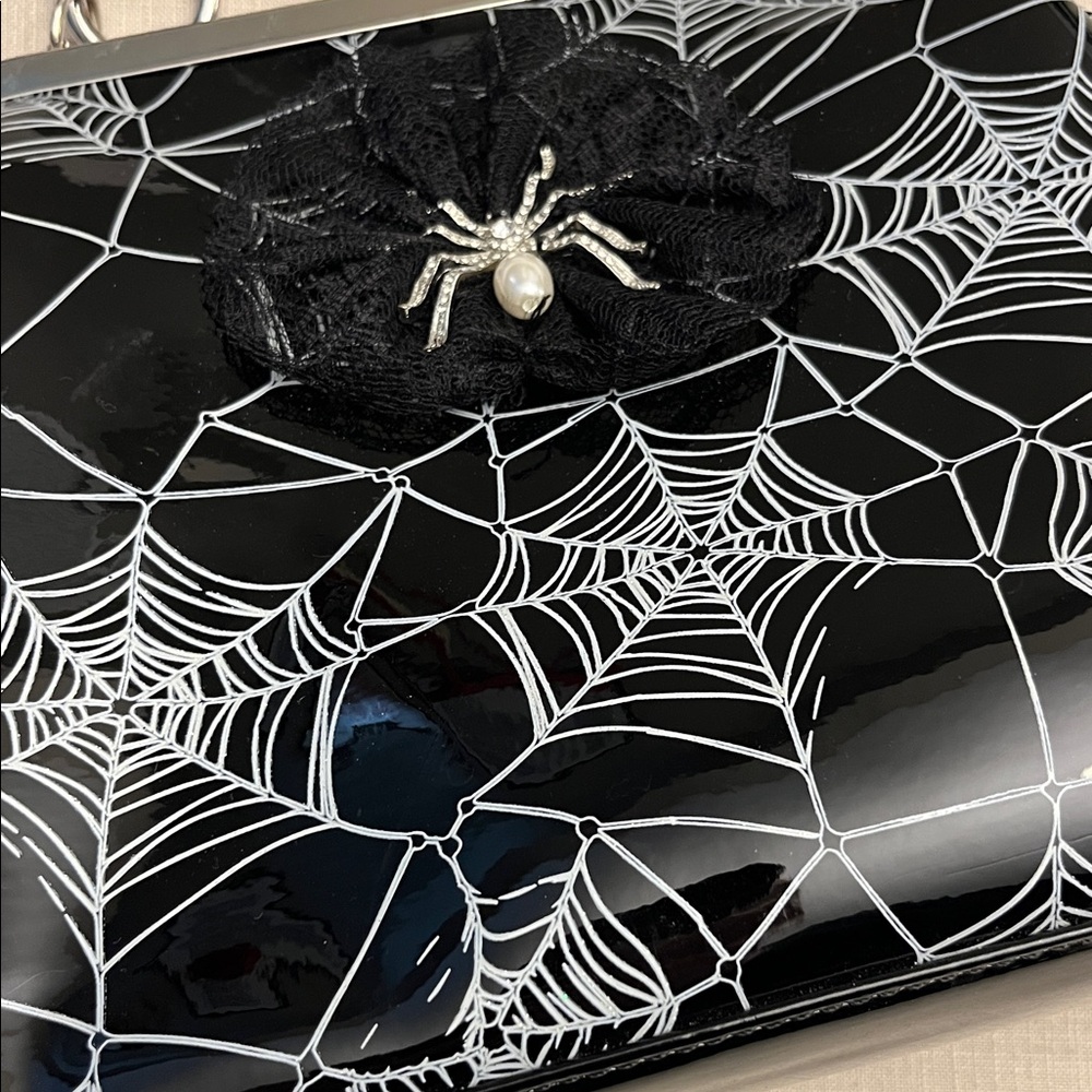 Black Spiderweb Patent Killian Handbag - Picture 7 of 7